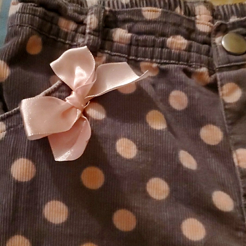 Girls Pink Polka Dotted Cord Pants